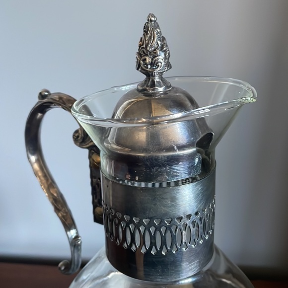 Vintage Raimond Silver Plate Italian Glass Tea Coffee Carafe - Picture 3 of 9